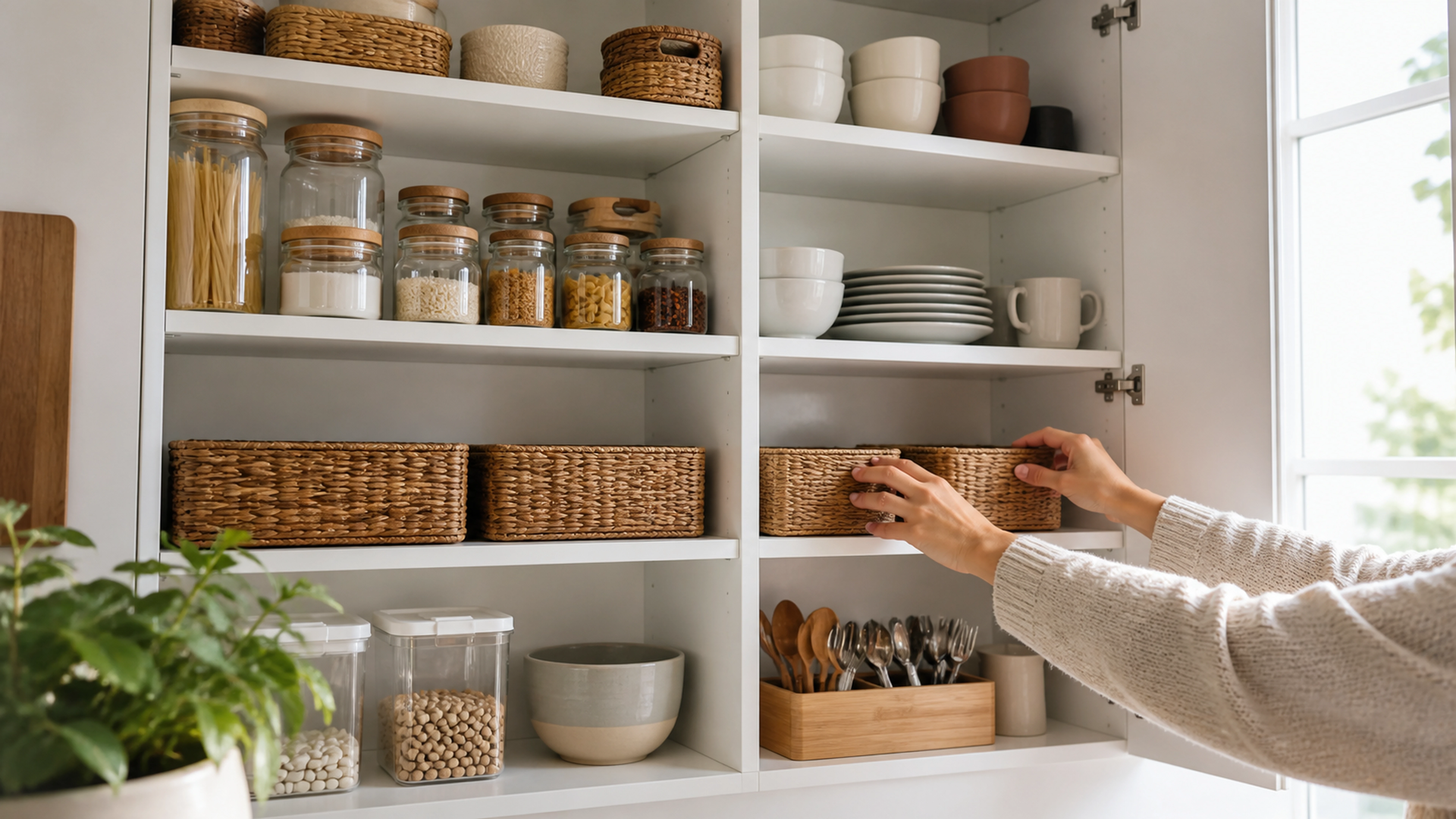 Illustration éditoriale pour l’article « Comment ranger votre placard de cuisine pour tout optimiser »