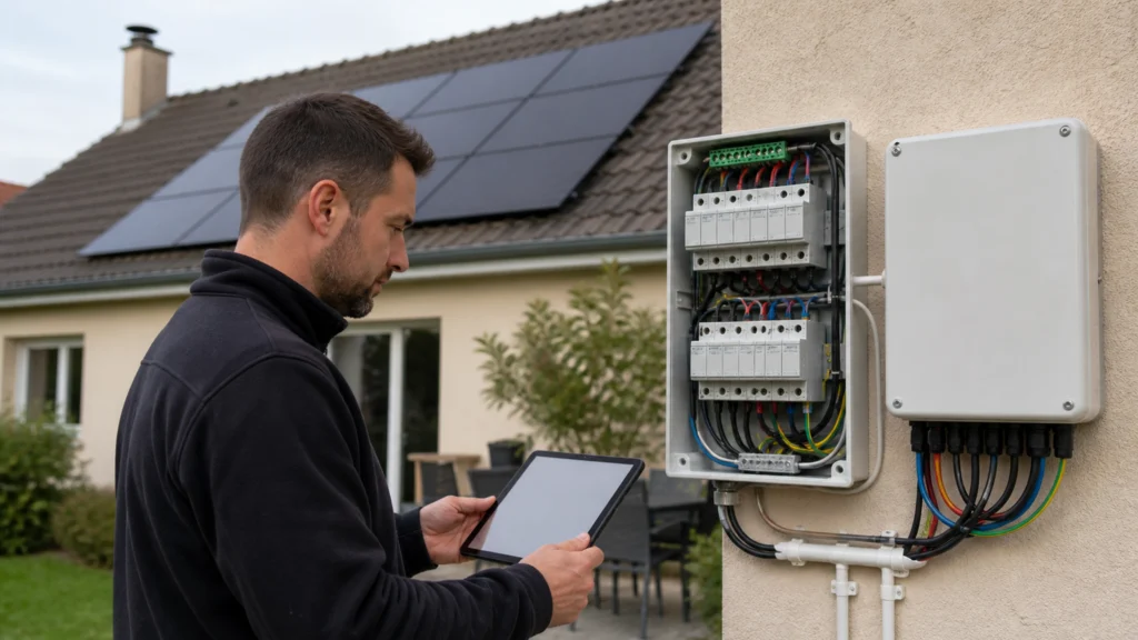 Illustration éditoriale pour l’article « Consuel photovoltaïque et autoconsommation : les règles clés »