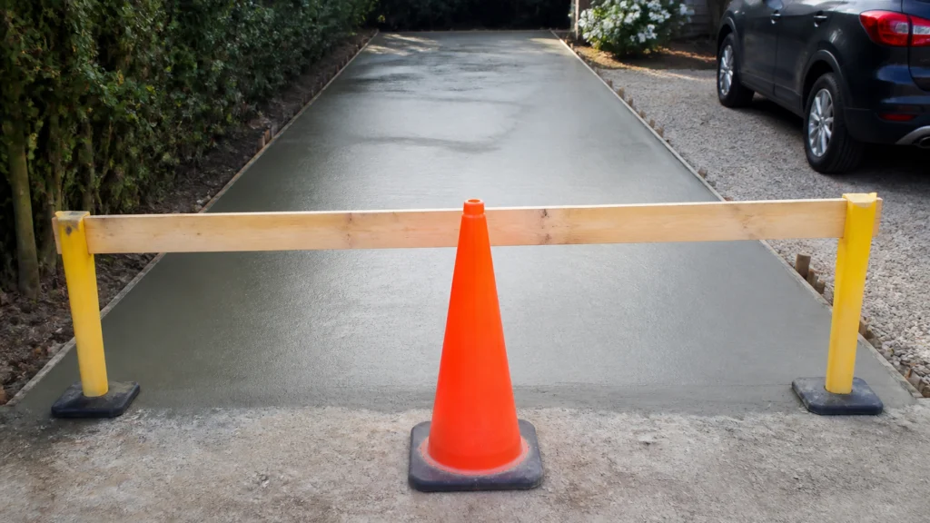 Illustration éditoriale pour l’article « Temps de séchage béton pour rouler : les délais de sécurité »
