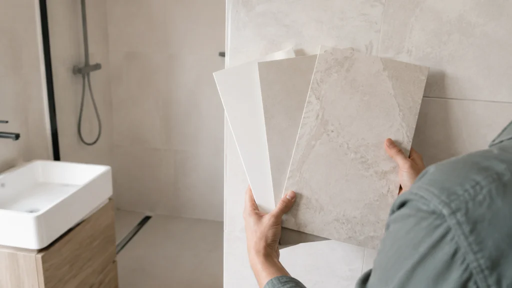 Illustration éditoriale pour l’article « Choisir vos panneaux muraux pour rénover la salle de bain »