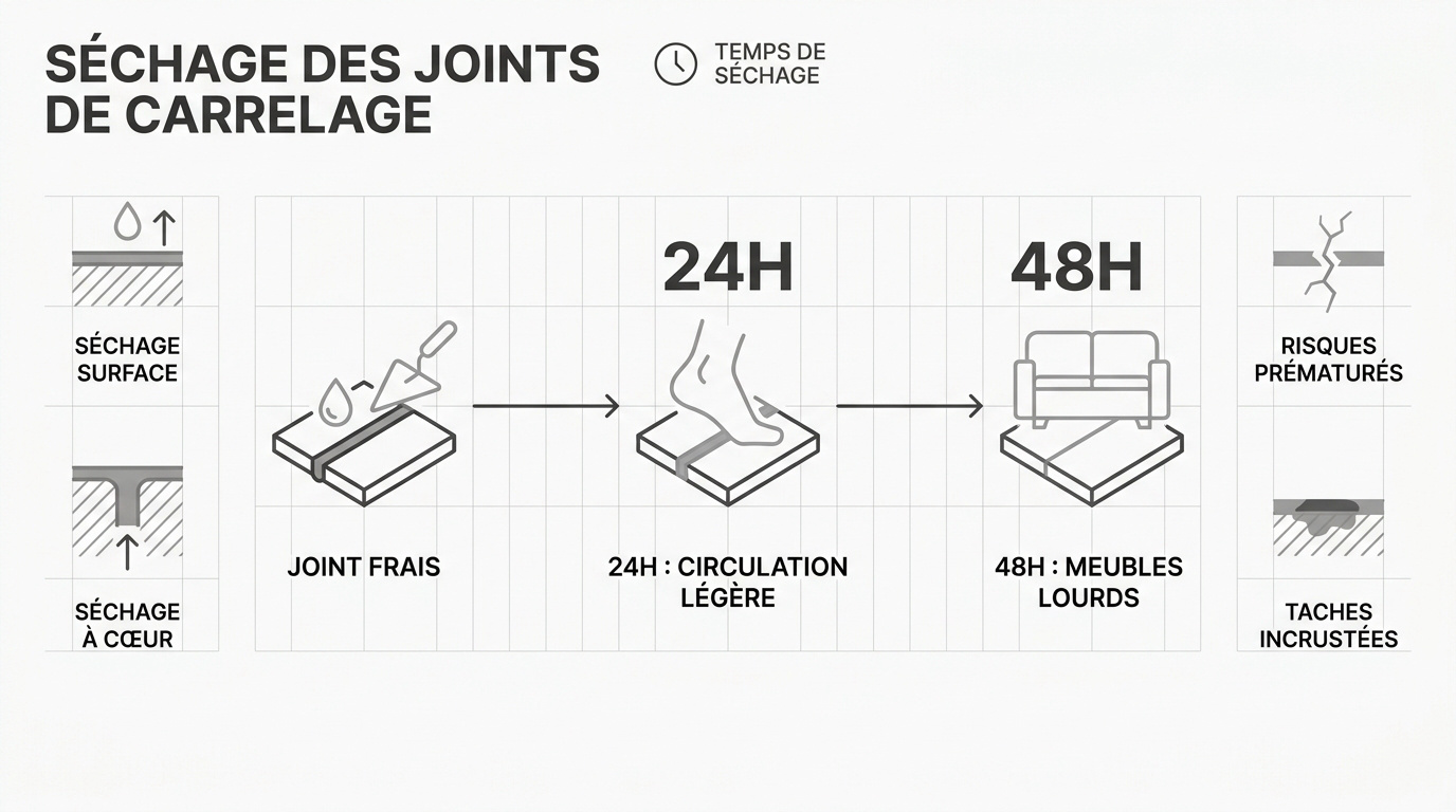 Pose de joints de carrelage avec spatule en caoutchouc pour un lissage parfait