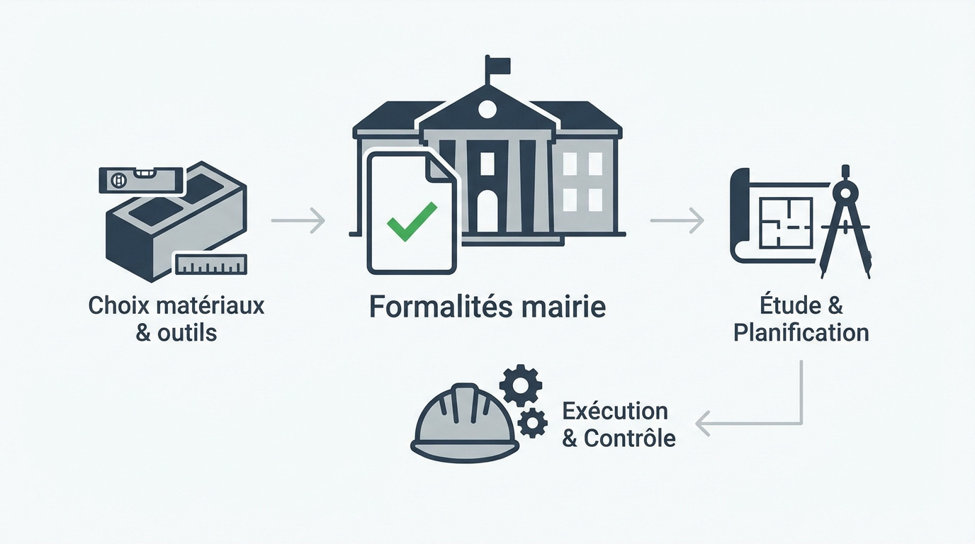 Étapes clés de la construction d'un muret de clôture en parpaings